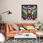 Mrnsiet 크리스마스 엘크 다이아몬드 페인팅 키트, 초보자용 5D 아트 DIY 풀 라운드 드릴 공예 홈 월 장식용 14x14 인치 선물 G4772-US... 