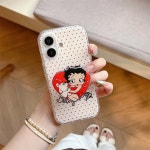 맥세이프 투명  베티붑 하트 도트 클리어 아이폰16프로 케이스 : 루루 케이스