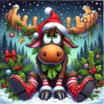 Mrnsiet 크리스마스 엘크 다이아몬드 페인팅 키트, 초보자용 5D 아트 DIY 풀 라운드 드릴 공예 홈 월 장식용 14x14 인치 선물 G4772-US... 