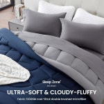 슬립 존 트윈/트윈 XL 이불 삽입물, 다운 얼터너티브 리버서블 이불... 통기성이 좋은 올 시즌 침구, A 사이드 네이비 + B 그레이 : 애브리데이고