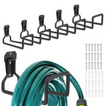 MMETRXITY 6팩 정원 호스 홀더 벽걸이, 금속 수도관 걸이 릴 W 18 나사, 수도 호스 보관 확장 가능한 튜브 랙 후크 [블랙] 1 : 퍼스트픽s