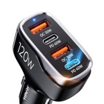 선다 120W USB C 고속 자동차 충전기 4포트 담배 라이터 어댑터 휴대폰 USBC : 리버티-마켓