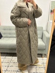가니 빅 카라 나일론 퀼팅 롱 패딩 코트 세이지그린 F8577 : 런던모드