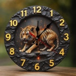 뷰튜리 장식 벽시계 배터리 작동 10인치 모던 우드 오렌지 거실 침실 사무실 주방 호텔 욕실 장식용 2D 프린팅 비클릭 무성 : 전문상품