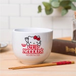 Silver alo Sanrio 헬로 키티 컵 누들 닛신 세라믹 라멘 밥그릇, 젓가락 포함, 전자레인지 사용 가능, 591.5ml(20온스) 헬로 키티 딸기 우유... 