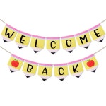 비탈코지 웰컴 백 데코레이션 학교 2025 연필 삼베 배너 - 교실 교사용 학교 웰컴 행잉 갈랜드 배경 홈 파티 용품 : 퍼스트픽s