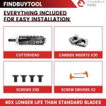 그리즐리 6인치 조인트 교체용 헬리컬 커터헤드 G1182, G0654, G0452, G0526, G0813, G0814, 30개의 칼, 도구 및 베어링이 포함된... 