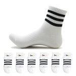 여성 삼선양말 01.화이트-6켤레, 중목 / 220-250mm : SMP스포츠