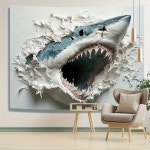 2D Shark Wall Tapestries  1pc  Polyester  Traditional Style  No Feather  Power Needed  Perfect Gift : 박인터