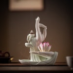 인테리어 불교 손 장식 향 실내 입구 아로마 연꽃 홀더 티 받침 꽂이 트레이 세라믹 거치대 명상 소품 나무색 : Becoming : 비커밍