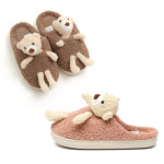 GL-001 여성용 귀여운 곰돌이 방한 털실내화 커플 겨울 거실화 : FWA