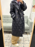 가니 더블 브레스트 카라 퀼팅 패딩 코트 미드나잇블루 F9580 : 런던모드