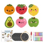 DIYGATYZTORY 6pcs 과일 크로스 스티치 수제 코스터 성인을위한 쉬운 펀치 바늘 자수 홈 인테리어 세트   : 스마트랩팩토리구대4