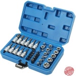 34Pcs Torx 스타 소켓 및 비트 남성/여성 E-보안 드라이브 휴대용 도구 토크 블루 케이스 : 퀵요야