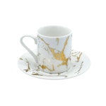 프레스티지 키친 본 차이나 도자기 에스프레소 터키 커피 데미타스 세트 6컵 + 접시 100cc (가짜 대리석) : 얼얼마켓