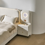 가구야놀자 아벨라 호텔형 기능성 조명 패브릭 침대 평상형 퀸 킹 : 가구야 놀자