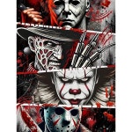 클렌도 할로윈 다이아몬드 아트 키트 - 호러 5D 페인팅, 월 홈 데코 공예 12x16 인치용 풀 드릴 도트 보석 G7960 : 0트렌디픽0