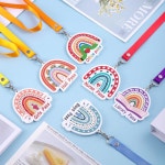 초등학교로 돌아가는 교실을 위한 나무 보호 무지개 홀 패스 6종 세트 깨지지 않는 랜야드와 교실 도서관 간호사 사무실을 욕실 6 : 미쿡바잉존