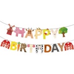 농장 테마 생일 축하 레터링 배너 당겨 깃발 어린이 날 베이비 샤워 장식 헛간 풍차 동물 : 디유종합쇼핑몰십이
