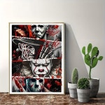 클렌도 할로윈 다이아몬드 아트 키트 - 호러 5D 페인팅, 월 홈 데코 공예 12x16 인치용 풀 드릴 도트 보석 G7960 : 0트렌디픽0