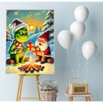 크리스마스 다이아몬드 아트 키트, 초급 라운드 풀 드릴용 귀여운 페인팅 선물용 액세서리가 포함된 도트, 홈 월 장식 12X16인치 : 0트렌디픽0