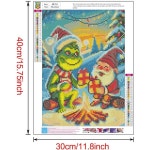 크리스마스 다이아몬드 아트 키트, 초급 라운드 풀 드릴용 귀여운 페인팅 선물용 액세서리가 포함된 도트, 홈 월 장식 12X16인치 : 0트렌디픽0