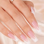 반시호 핑크 프렌치 젤 네일 팁, 롱 스퀘어 소프트 팁 프레스 온 네일, DIY 인조 150개 박스, 15가지 사이즈 1 150 Pcs Long - French... 