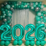 그라보 대형 숫자 풍선 2026 세트 90cm 티파니 블루 신년 축하 은박 : 하늘풍선파티