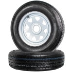 eCustomrim 2팩 방사형 트레일러 타이어 림 ST205/75R15 205/75 하중 범위 C 5 러그 화이트 스포크 휠 - 도로변 무료 포함 6년 보증... 
