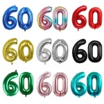 숫자 60 풍선 60 자리 풍선 60  그림 녹색 글로브 60 번째 생일 큰 대형 빨간 장미 황금 검정색 다채로운 32 인치 : DiEU종합쇼핑몰십팔