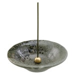 아사유 스틱용 일본산 소형 향 홀더 4.88인치(124mm), - 및 황동 재 세라믹 캐처 세트 회색 향로 전통 Blue : 스스바