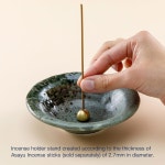 아사유 스틱용 일본산 소형 향 홀더 4.88인치(124mm), - 및 황동 재 세라믹 캐처 세트 회색 향로 전통 Blue : 스스바