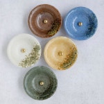 아사유 스틱용 일본산 소형 향 홀더 4.88인치(124mm), - 및 황동 재 세라믹 캐처 세트 회색 향로 전통 Blue : 스스바