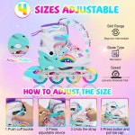 모든 바퀴가 켜진 여아를 위한 조절가능 LJPYMX 인라인 스케이트, 용 초급 실내 스포츠를 재미있는 조명 여아 스케이트 Large Rainbow... 