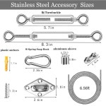 ngal 112PCS 그늘막 돛 설치 키트, 삼각형 및 직사각형 야외 파티오 정원 돛을 위한 프리미엄 304 스테인리스 스틸 선 하드웨어 세트, 녹슬지... 