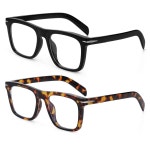 NIDOVIX 트렌디 스퀘어 블루 라이트 차단 안경, 패션 프레임 비처방 컴퓨터 안경(블랙+토이즈) 1 01 Black 50 Millimeters : 달나라쇼핑천국