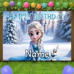 1개 맞춤형 겨울왕국 엘사 공주 배경 이름 어린이 생일 장식 파티 용품 : DAdama