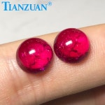 4mm-14mm 둥근 모양 플랫 백 카보숑 컷 인공 루비 커런덤 레드 스톤 포함 vs si 선명도 루즈 : 프라임상사8