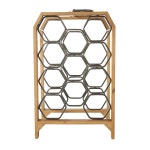 회색 금속 육각형 홀더가 있는 데코 79 우드 지오메트릭 11 슬롯 와인 랙, 12인치 x 9인치 20인치, 10 x 9 x 29 : 웅이플라넷