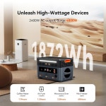 OSCAL 공식 PM2400 휴대용 발전소, 1872Wh LiFePO4 가정용 백업 배터리, 스피커 2개, 무선 충전 패드 2400W 태양광 발전기(서지 4800W)... 