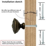 TAOEIFUOR 앤티크 황동 캐비닛 노브 10팩 원형 빈티지 금속 하드웨어 서랍 러스틱 클래식 주방 도어 풀 핸들 싱글 홀 노브, H2401... 