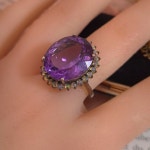 고퀄리티 자수정 & 오팔 헤일로 럭셔리 원석반지 실버925 천연석 : 뮤트주얼리