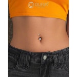 OUFER 316L 여성용 수술용 스틸 벨리 버튼 배꼽 링, 주얼리 롱 10MM 주얼리-10/12/14/16MM 피어싱 실버/골드 14G 바벨, Silver 14G 10MM... 