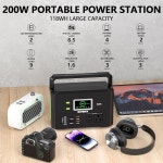 휴대용 발전소 200W(최대 400W), 110V AC 콘센트가 있는 모럭 태양광 발전소, 가정용 백업 실외 비상 RV용 32000mAh 리튬 배터리 발전기... 
