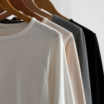 [골지버전/ 1+1/ 양기모/ 비침없는]  소프트 라운드 기모 여리핏 기본 이너 티셔츠 긴소매 긴팔티 4color : 스프링우드S