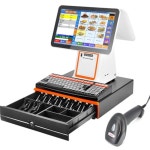 스마트 캐시 레지스터 POS 시스템 - 중소기업 및 소매업체를 위한 프린터가 내장된 15.6인치 듀얼 스크린 터치 PC 블랙 색상의 효율적인... 