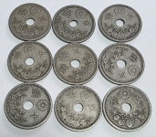 일본 대정, 소화시대 10전 주화, 9개 연도 세트(1920 ~ 1932년) : 롱이의 보물상자