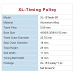 XL15T 타이밍 풀리 보어 4/5/6/6.35/7/8/16mm 톱니 피치 5.08mm 알루미늄 휠 폭 11mm 벨트 : JDmall04