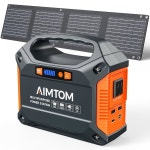 30W 태양광 패널이 장착된 AIMTOM 155Wh 휴대용 발전소 150W 피크/110V AC, 18W USB-C, USB-A 2배 및 12V DC 캠핑, 가정, RV, 여행 비상... 