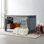 우풍제로 난방텐트 1인용 침대텐트 암막 우풍차단 사각 2층 수면돔 싱글, 네이비 : 동화속나무